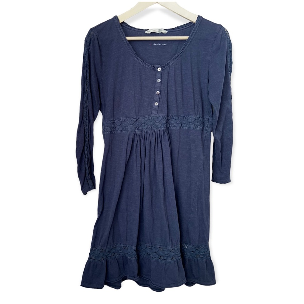 Odd Molly Dress Size 2/Medium 100% Cotton Dark Blue / Dark Blue Cotton Dress.